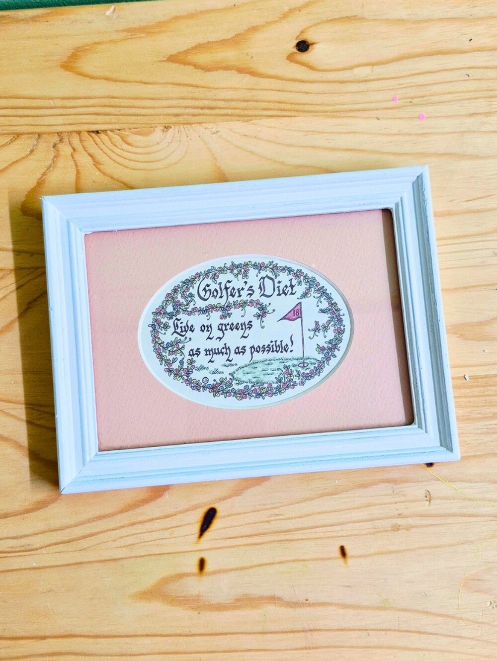 Vintage "Golfer’s Diet" Framed Calligraphy Art